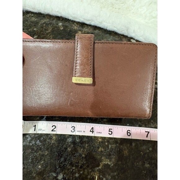 Coach Vintage Wallet Womens Brown Billfold Tab Closure Brass Logo Plate - Picture 2 of 8